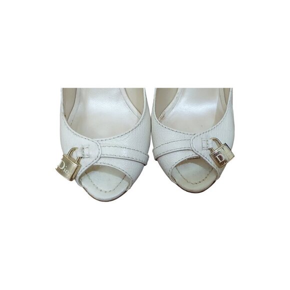 Dior Padlock Prep Toe 9CM Grained Calksin Heels Sandals - Size 37 EUR - Picture 8 of 11